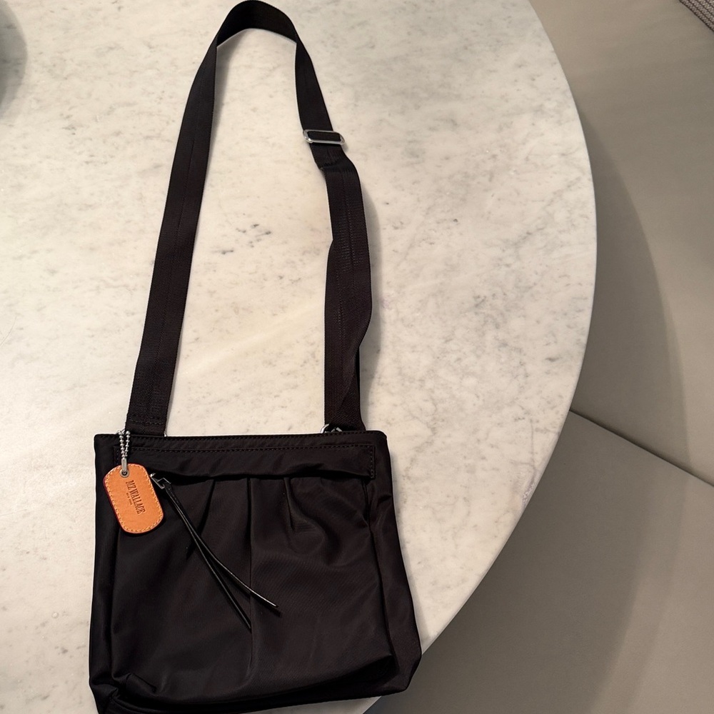 MZ Wallace Jordyn Black Crossbody with Logo Dog Tag